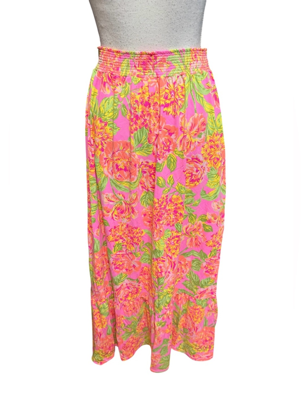 Maaji Cotton Rose Athena Bright Pink Floral Convertible Skirt Swim Cover Up M - Picture 4 of 5